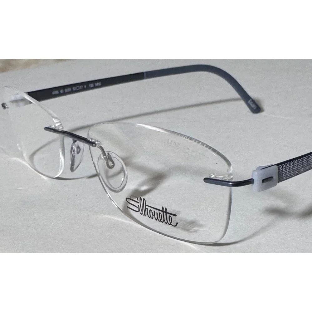 Silhouette Rimless Eyeglasses Frames Only Blue Arms 4496 40 52-17 130 5452 6059